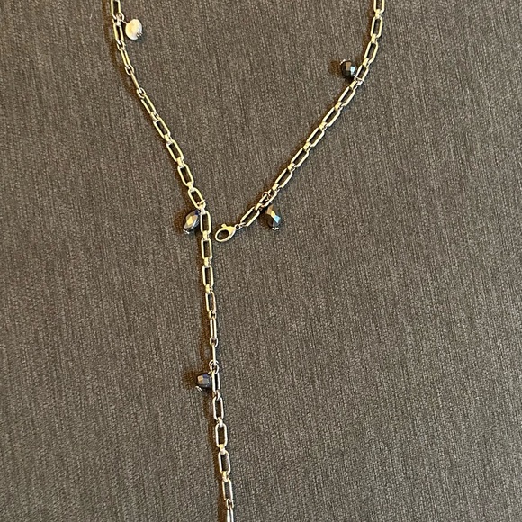 Jessica Elliot Silver Chain Link Adjustable Hanging Necklace With Gemstones - Picture 5 of 6